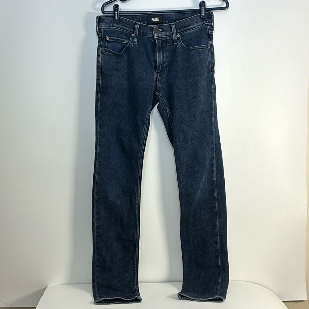 Paige Men's 28x31 Lennox Skinny Fit Jeans Dark Wash Stretch Straight Leg Denim